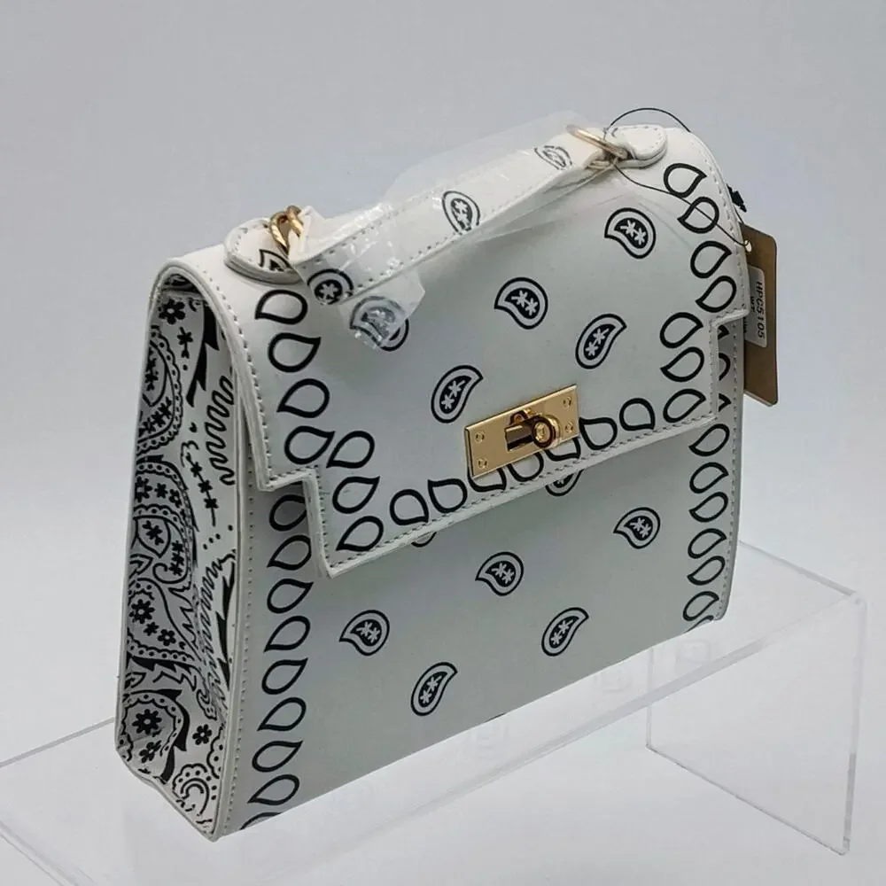 Faux leather bandana print crossbody